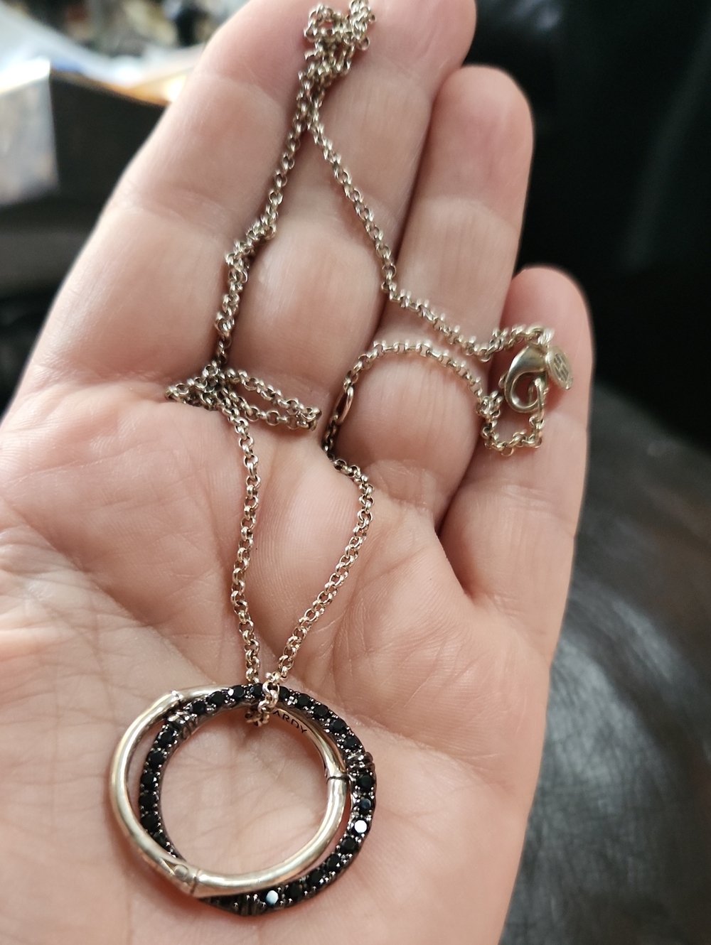 JOHN HARDYBamboo Silver Interlinking Pendant Necklace With Black Sapphire